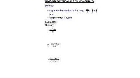 KHS MATHS GRADE 9 - DIVIDING POLYNOMIALS BY MONOMIALS