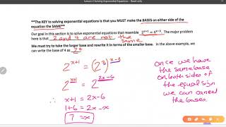 Lesson 2 3U  Solving Exponential Equations
