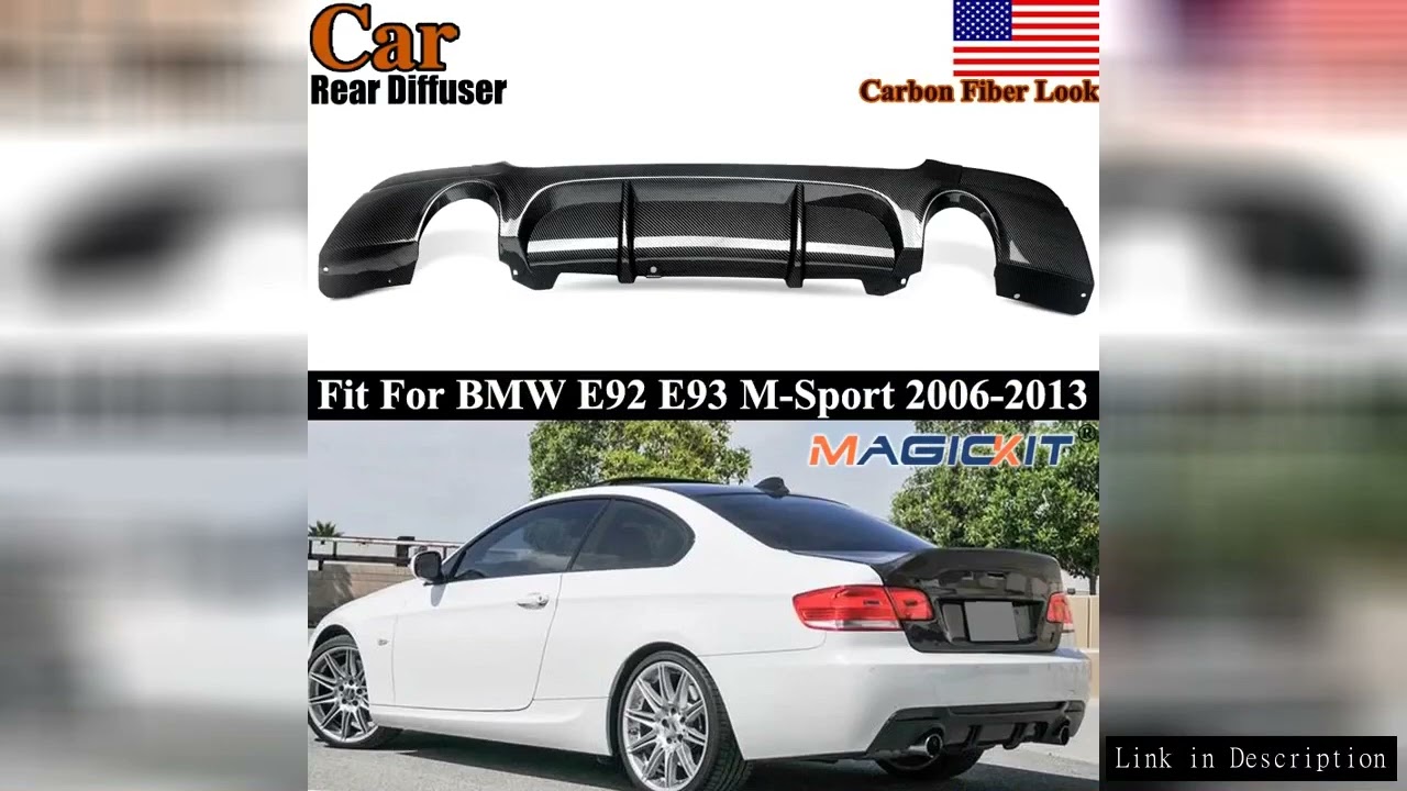 M Performance Style Rear Diffuser Carbon Fiber Look Replace For 2007-2013 BMW E92 E93 328i 335i Rear