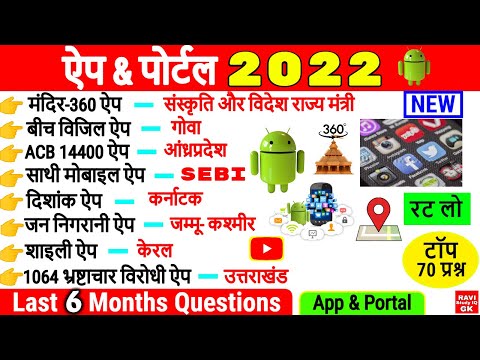 Apps and Portal 2022 | प्रमुख मोबाइल एप पोर्टल | Imp. Mobile App | Current Affairs 2022 | Gk Tricks