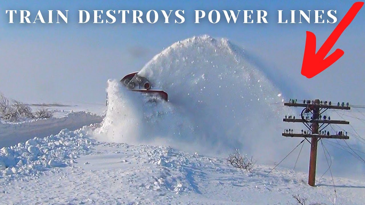 BIGGEST Train Snow Plow DESTROYS Power Lines and Throw Snow on People 😲 