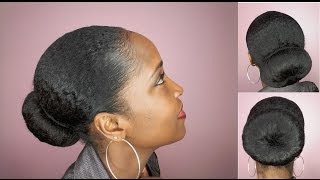 HOW TO: SLEEK LOW BUN ON NATURAL HAIR || No Hair Donut