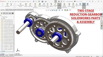 Two Stage Reducer Gearbox Parts and Assembly in SolidWorks
