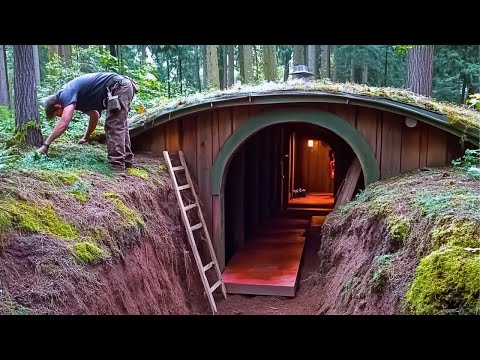 Man Builds Undergound Cabin with STONES and LOGS | by @lesnoy thumbnail
