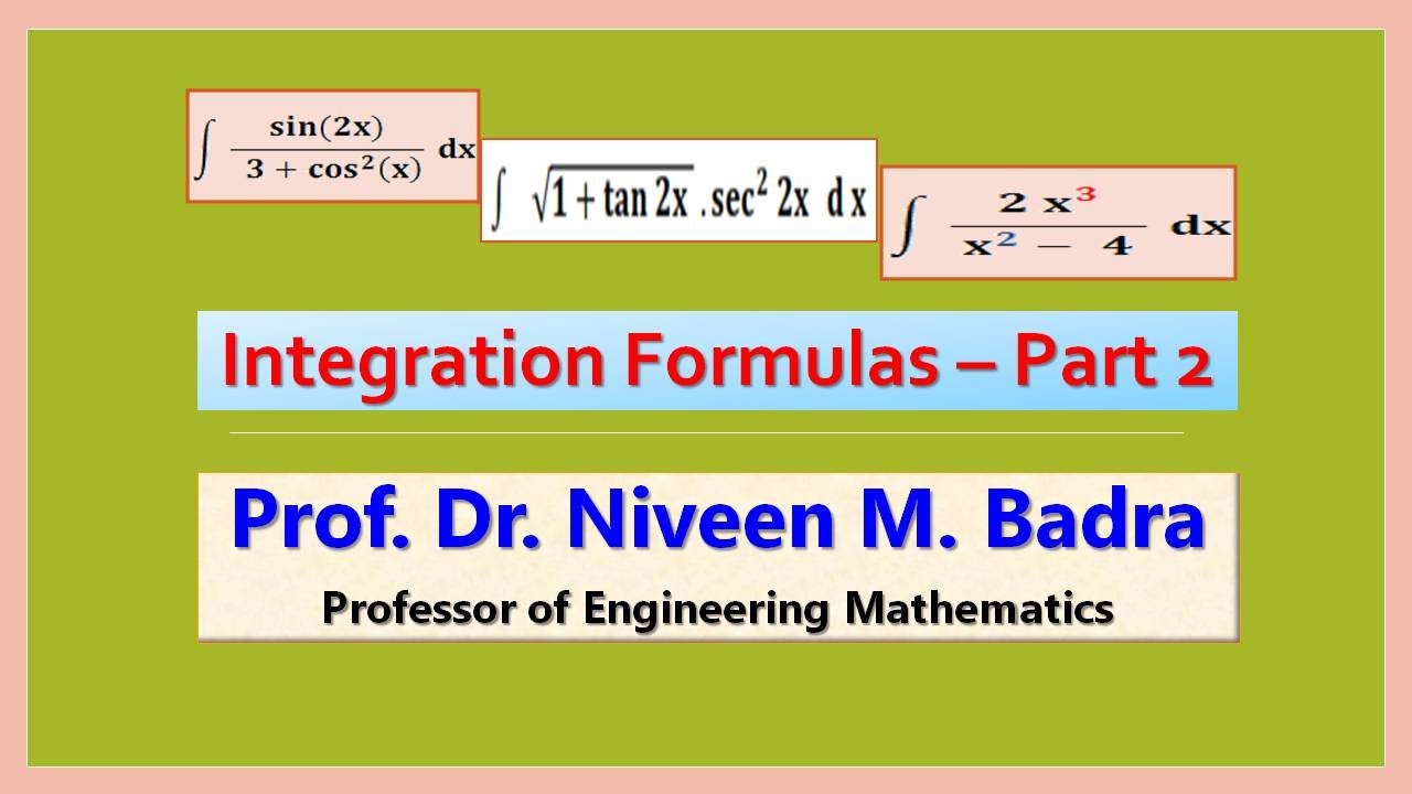 Integration Formulas - Part 2 - YouTube