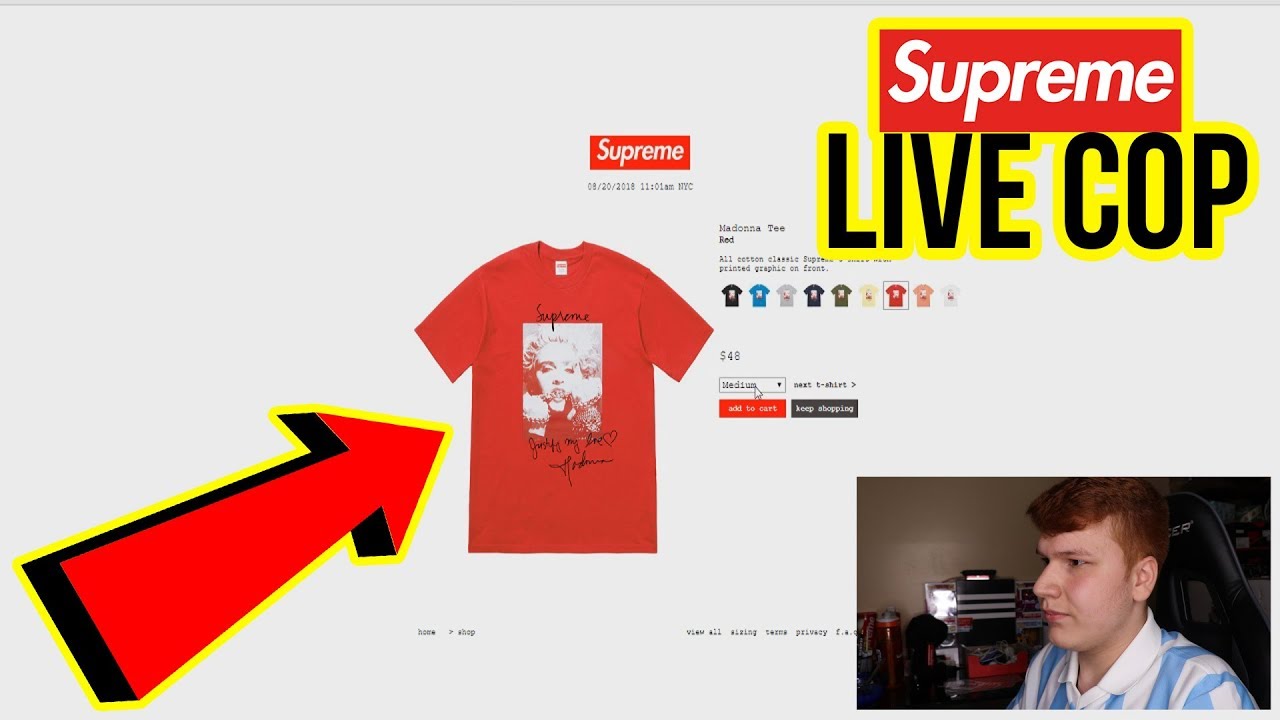 SUPREME FW18 WEEK 1 LIVE COP! Supreme Madonna Tee (Manual)