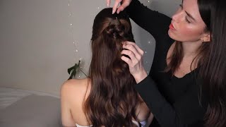 ASMR Hairstyling, Curling, Brushing out Curls (Whispers and Soft Spoken) screenshot 1