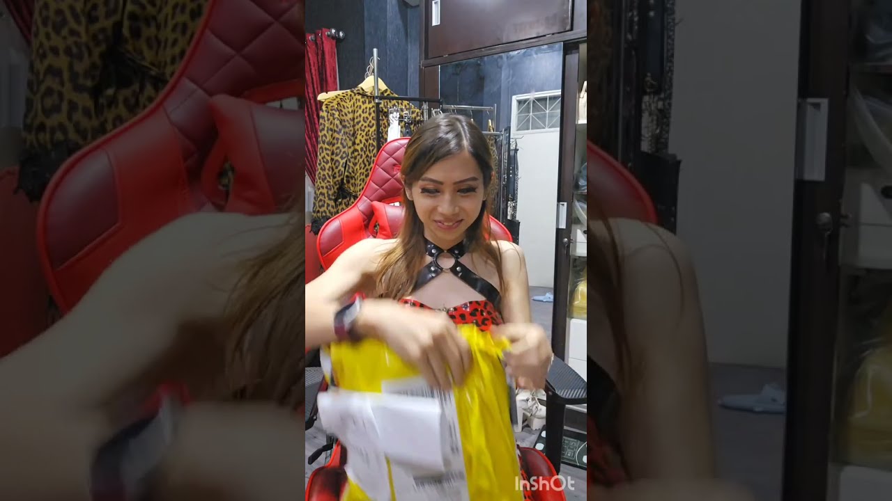 Customer Video. Aoi Kamogawa receives and wears her Maid Roleplay Latex Uniform.