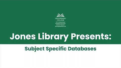 Subject Specific Databases