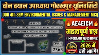 ddu 4th sem environmental issues & management mcq | ae4eicm important questions 2026