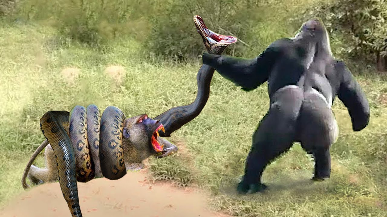 Terrifying Moment! Angry Monkey Attacks Crazy Giant Python To Rescue ...