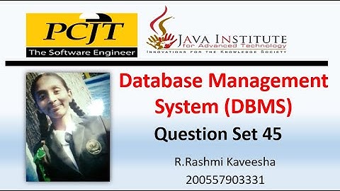 Java Institute || Database Management System(DBMS) || Question set 45