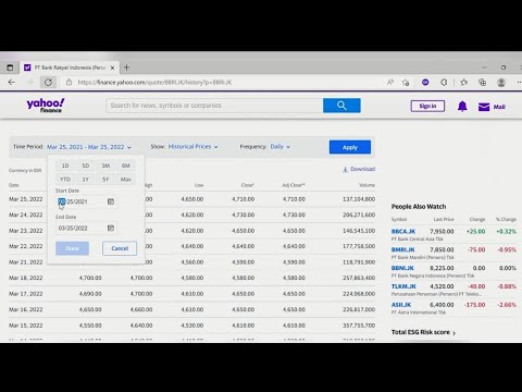 Mencari Data Harga Saham di Yahoo Finance dan Menghitung Return Saham