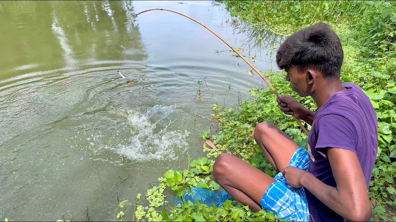 Best Amazing Village Smart Boy Fishing With Hook ~ Traditional Hook Fishing ~ Рыбалка Видео