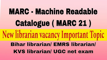 MARC 21 - machine readable catalogue ( library catalogue) MARC