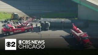 Overturned Truck Spills Scrap Metal Blocks Indiana Highway