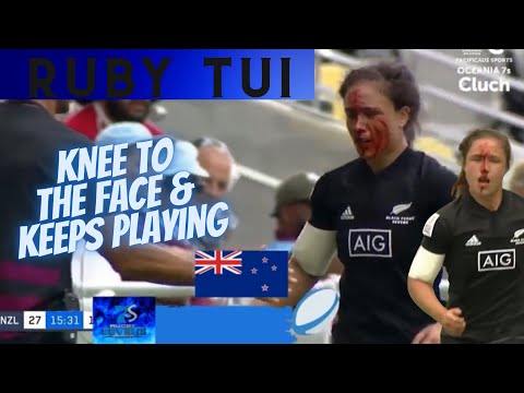 RUBY TUI gets a knee to the face and KEEPS PLAYING with blood on her face | Black Ferns | Rugby 7s