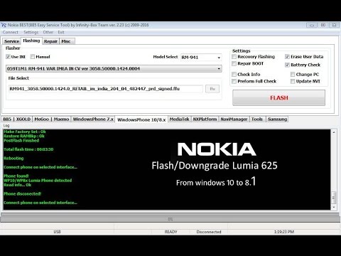 Flash/Downgrade Nokia Lumia 625 RM-941 From windows 10 to 8.1  || Easy || HD || InfinityBox BEST ||