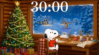 30-Minute Christmas Lofi Snoopy Timer 🎄✨ Cozy Winter Drawing Ambience for Study & Focus