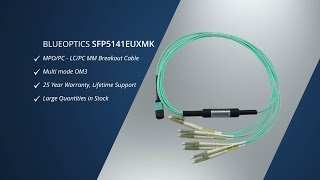BlueOptics© SFP5141EUXMK Fiber Breakout Cable, MPO to 4xLC Duplex, Multi-mode OM3, 3.0mm LSZH
