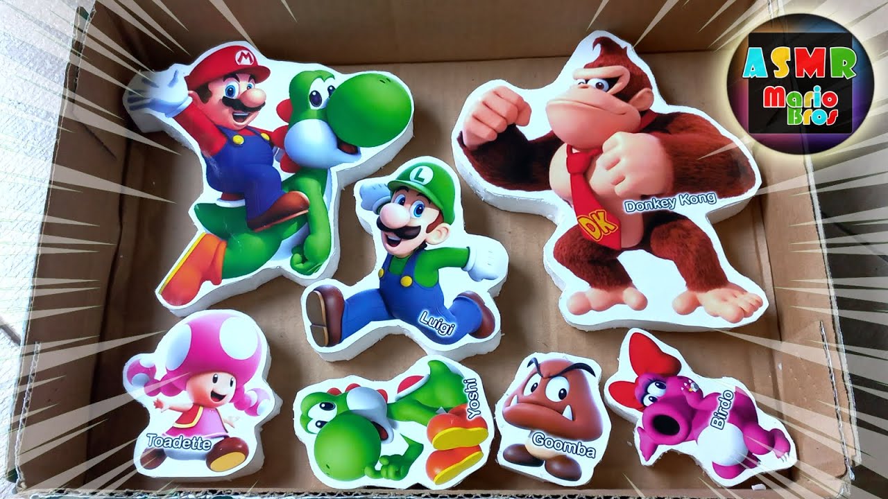 Box Full of Mario Bros Wario Donkey Kong Falling asleep with Super Mario ASMR videos for a relaxing