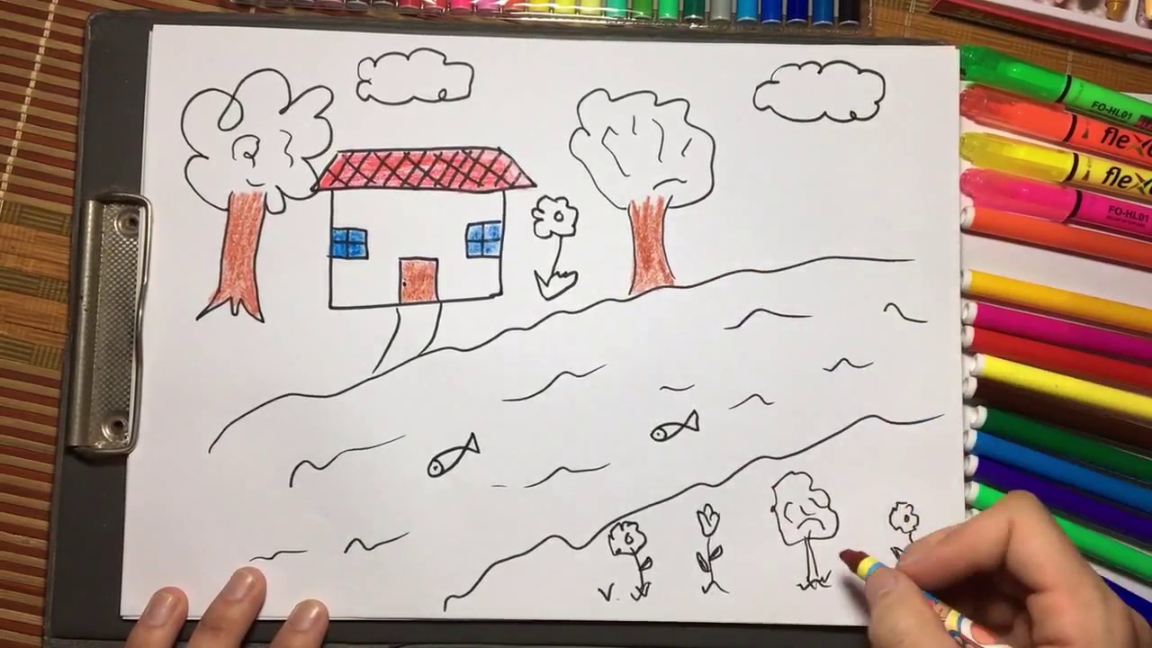 Vẽ dòng sông quê hương - Draw the river of the... - youtube