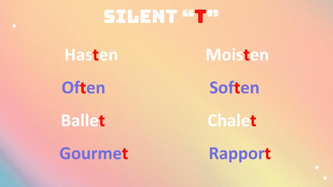 Words with Silent T Letter Sound