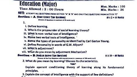 Education major previous year question paper ug 3rd sem || kashmir university ug 3rd sem papers