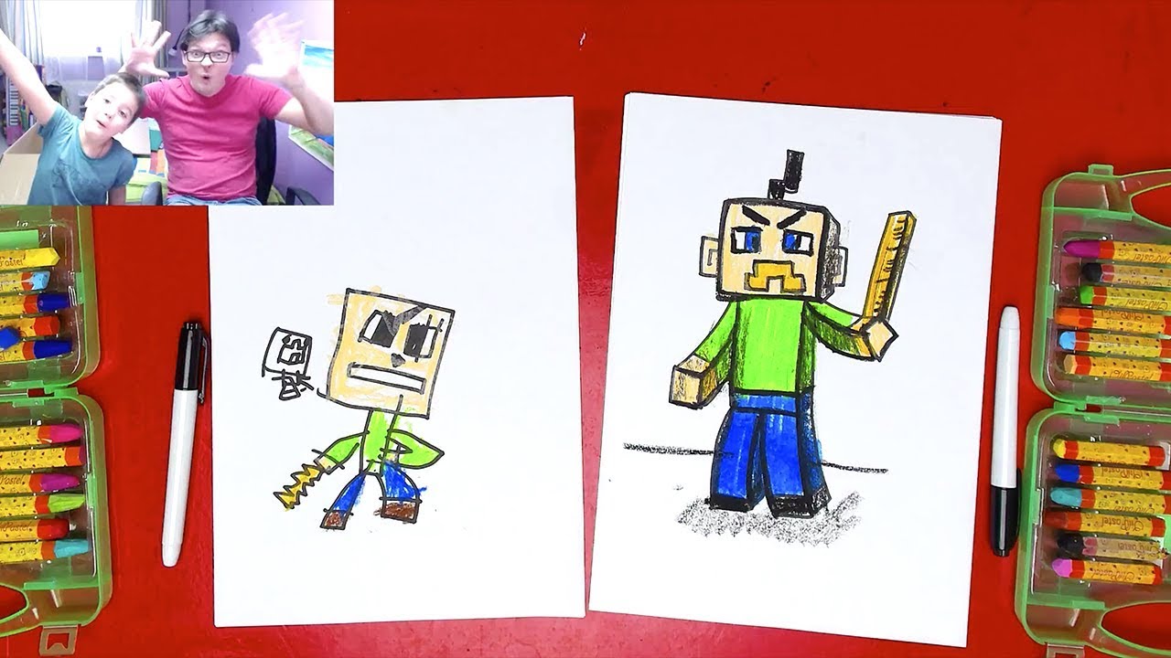 Рыба кит папа рисует майнкрафт