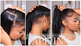 TapeIns At Home! PROFESSIONAL RESULTS! Silk Press Natural Wave Texture! FT. Curls Queen