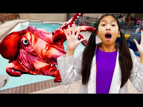 Wendy and Eric Pretend Play Stories for Children about Animals in Swimming Pool