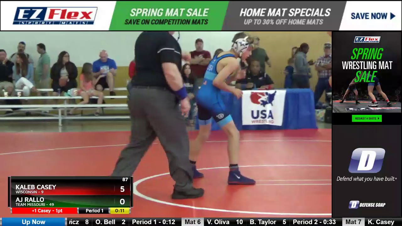 Mat 7 87 Kaleb Casey Wisconsin Vs AJ Rallo Team Missouri - YouTube