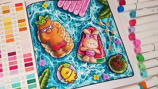 Color With Me (ASMR)| Cozy Friends Coco Wyo Coloring Book | Using Ohuhu Markers