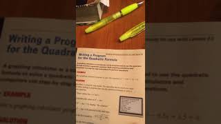 TI 82, TI 83, TI 84 Getting a Program to Solve Quadratic Equations Algebra 1 p. 539