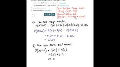 Probability of the union of mutually exclusive and independent events, Stats in ALEKS