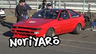 World's maddest AE86 drifter Kaicho Takahashi drift and crash at Tsukuba Circuit