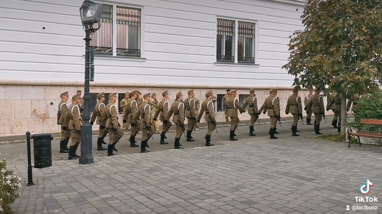 Honvéd Díszzászlóalj menetelés.