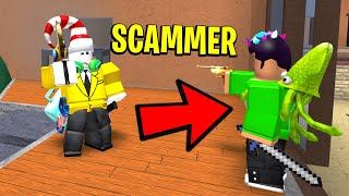 I FOUGHT THIS SCAMMER IN ROBLOX MURDER MYSTERY 2...