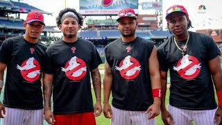 ATL@PHI: Phillies wear their Ghostbuster Night shirts screenshot 5