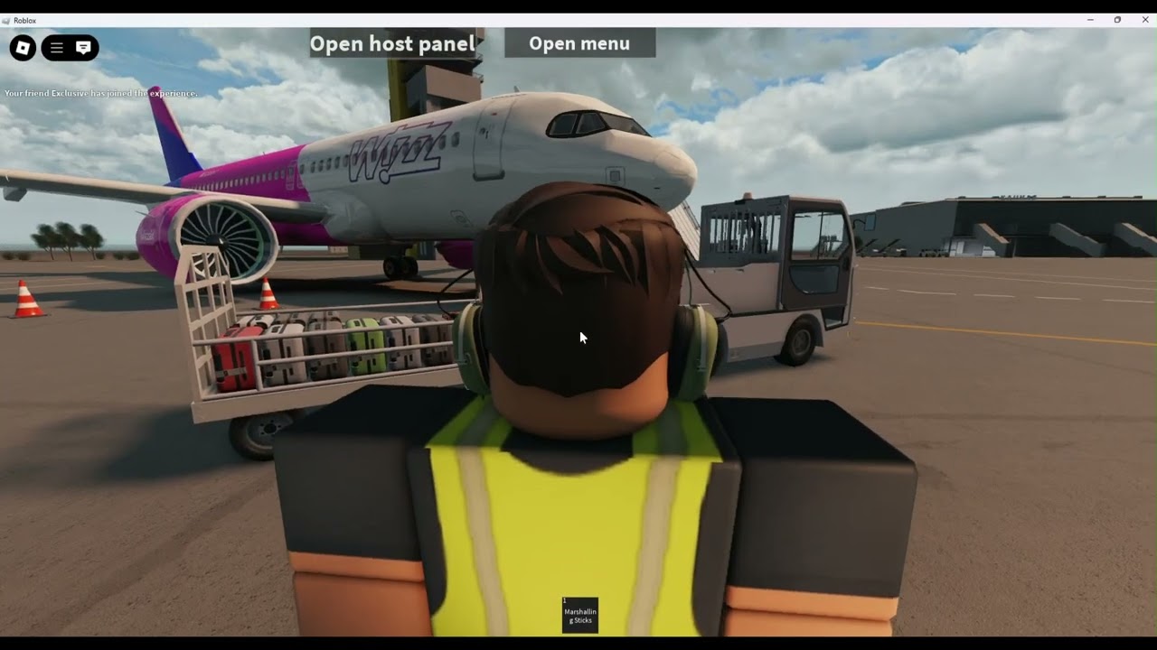 Turning around a WIZZ AIR Airbus A320 " ground crew simulator "