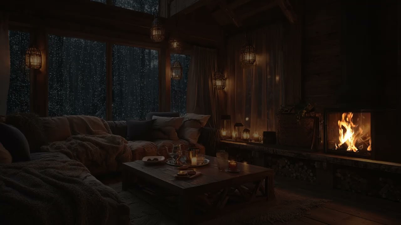 Sleep Feels Distant Again | Rain Beyond The Window Firelight In The Room | To Help You Sleep Better