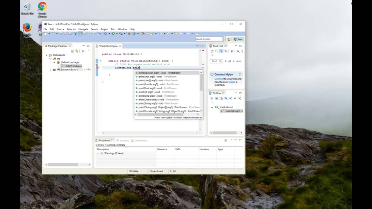 First Program : Hello World  written in Java