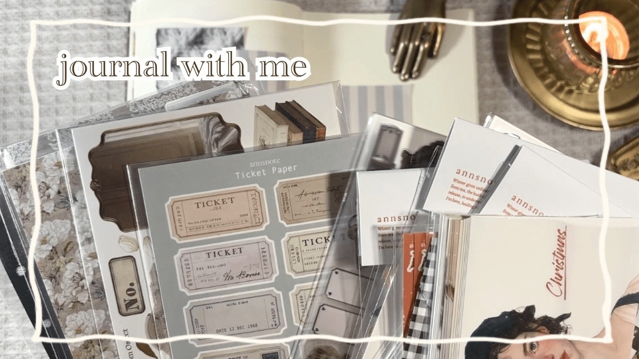 【ASMR】お気に入りステッカーでコラージュする♡紙もの* vintage journal * journal with me * scrapbooking * relaxing sounds