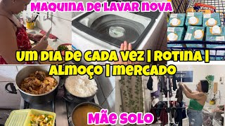 UM DIA DE CADA VEZ| MÁQUINA DE LAVAR NOVA || ALMOÇO DELÍCIA || MERCADO E ORGANIZAÇÃO 🩷