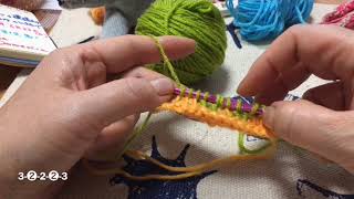 アフガン編みの模様編み  長々編みの引き上げ編み編