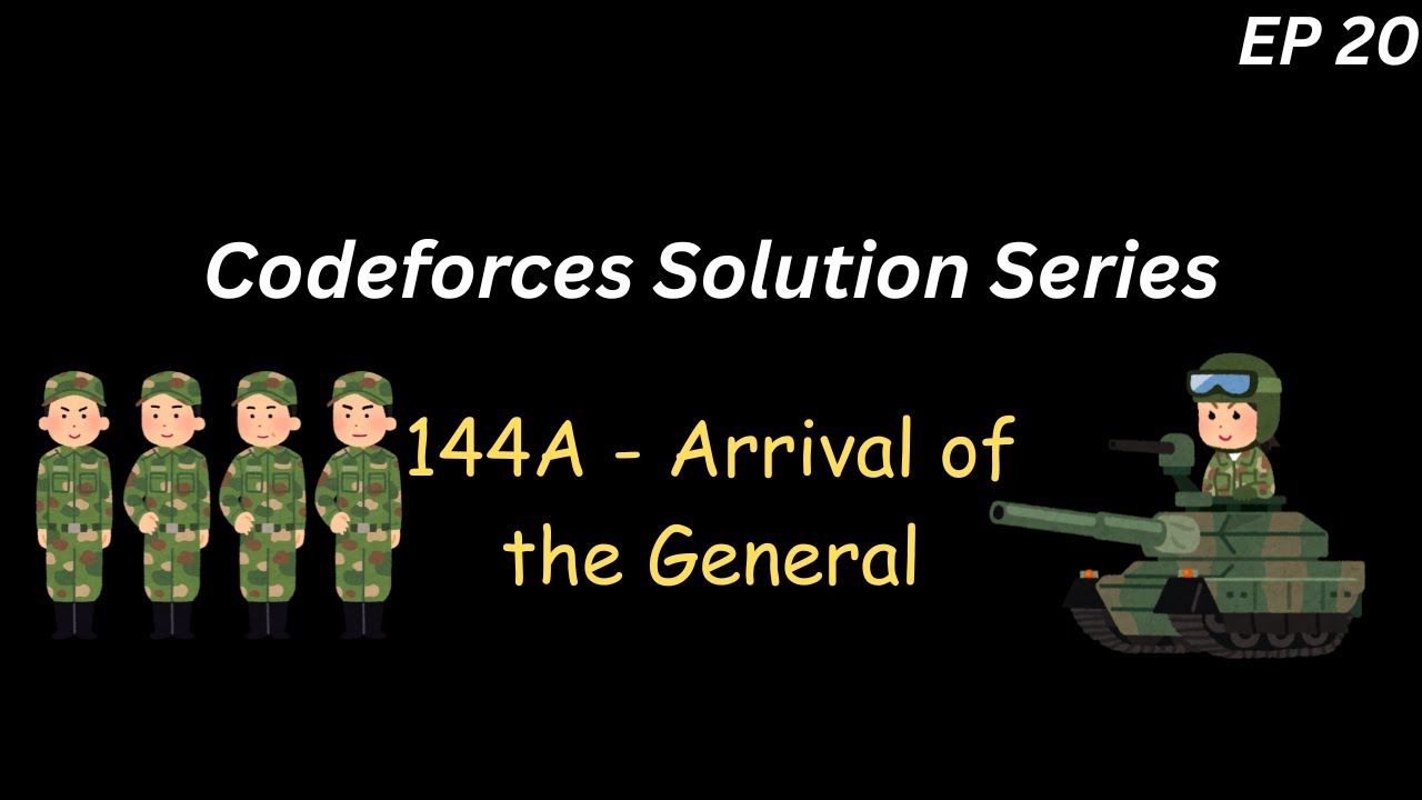 [Codeforces] 144A - Arrival of the General | Rated 800 | C++ Solution & Explanation