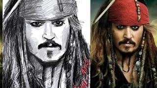 Digital Sketch of Captain Jack Sparrow | Drawn on a Note App screenshot 2