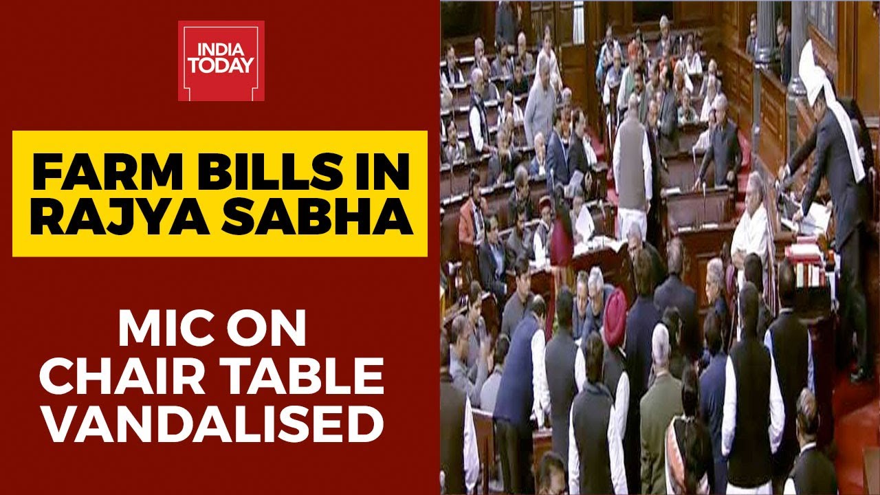 Farm Bills In Rajya Sabha: Mic On Chair Table Vandalised During Uproar In House