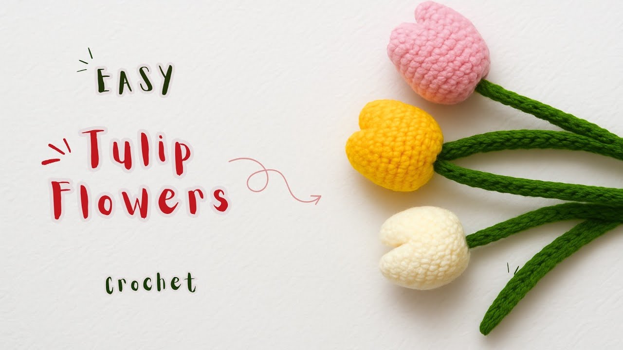 Easy Tulip flowers | Crochet woolen Tulip flowers.