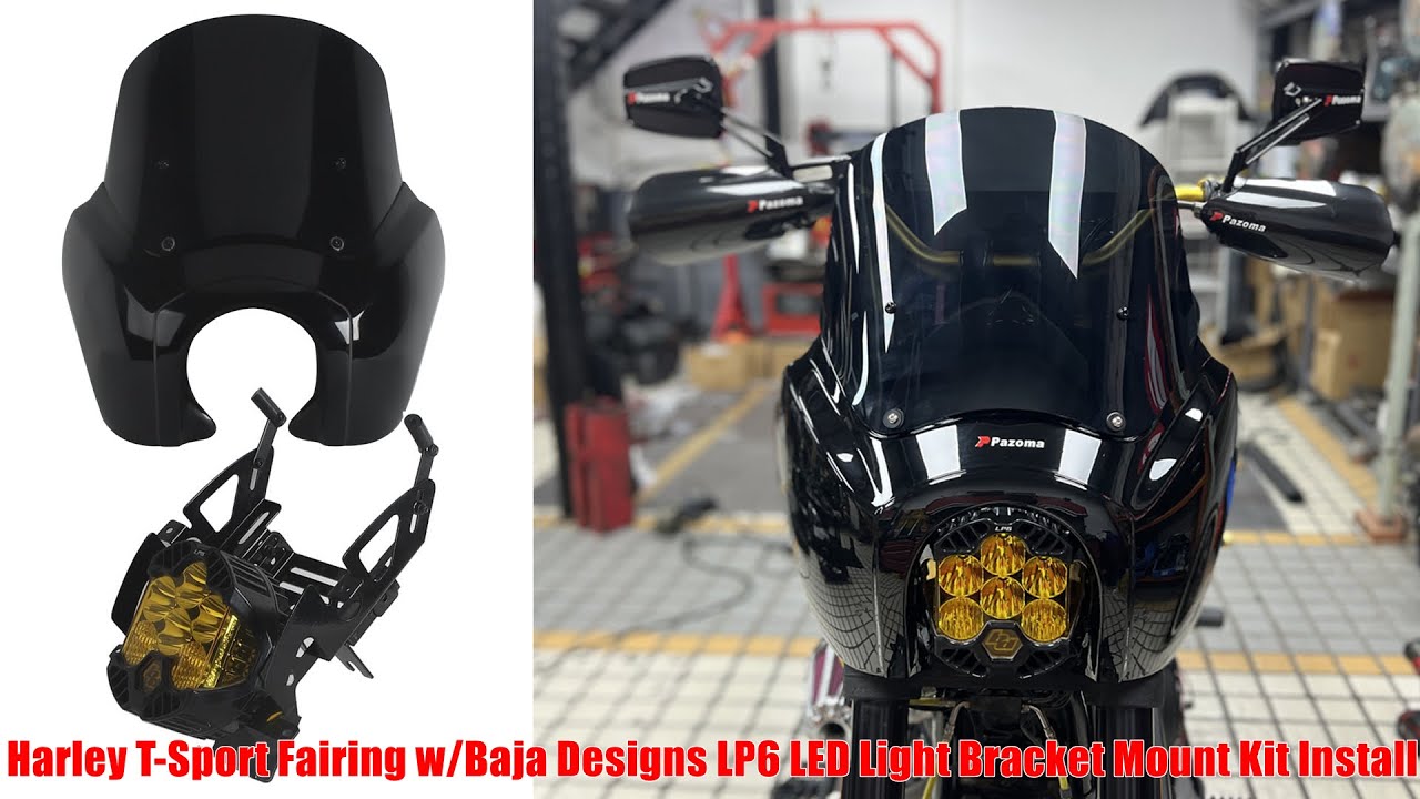How to install Harley T-Sport Front Fairing w/Baja Designs LP6 LED Light Bracket Mount Kit
